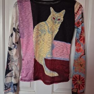 NIGHT STALKER Cat Graphic Long Sleeve Top